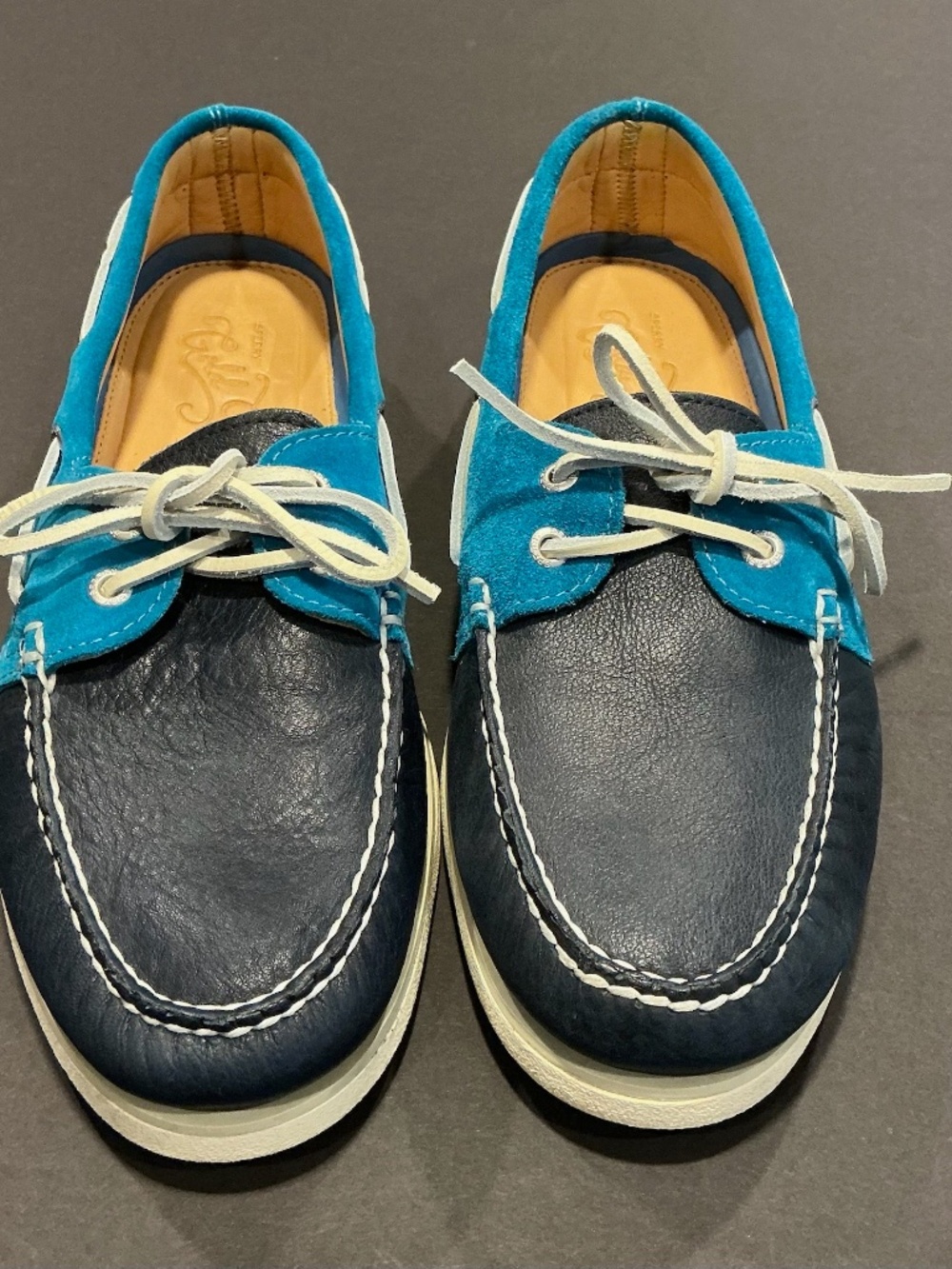 Sperry Top Sider Leather Suede Boat Shoes Blue Colorblock Men’s Size 10 - Picture 2 of 16